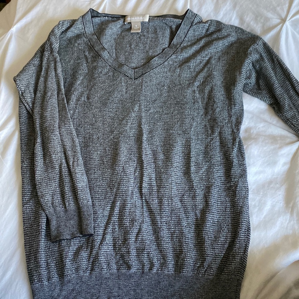 Banana Republic, grey/black knit sweater, V-neck, Size small